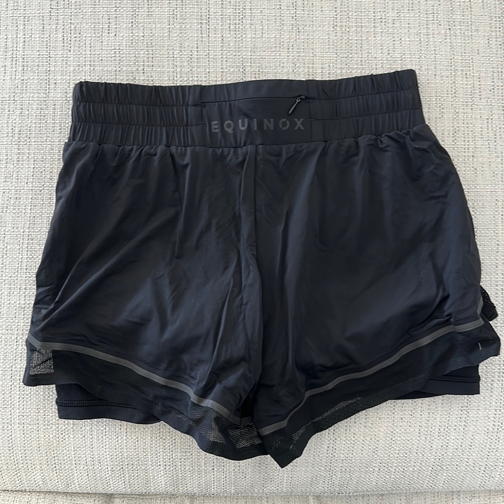 Equinox workout shorts with underlining. Black, size small.